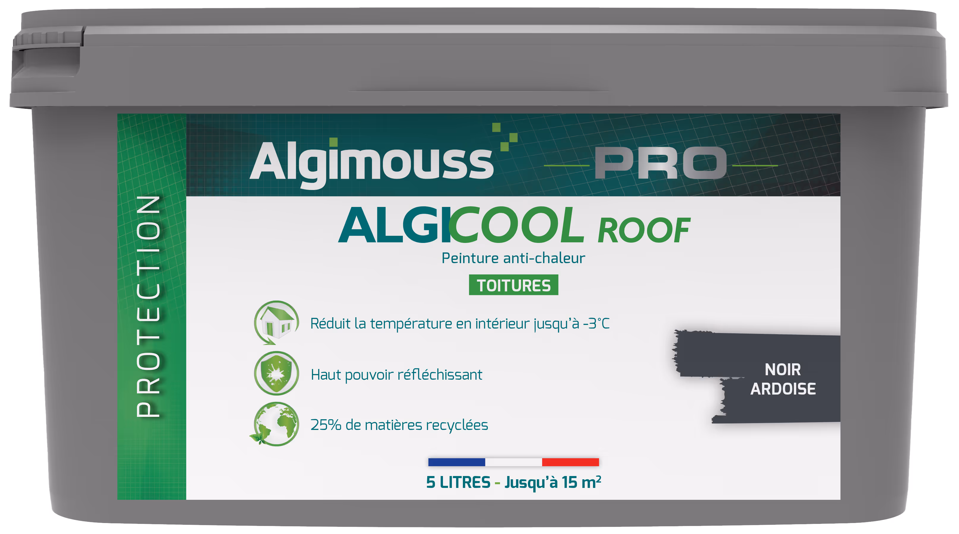 ALGICOOL ROOF Noir ardoise 5 L - Peinture anti-chaleur pour toiture