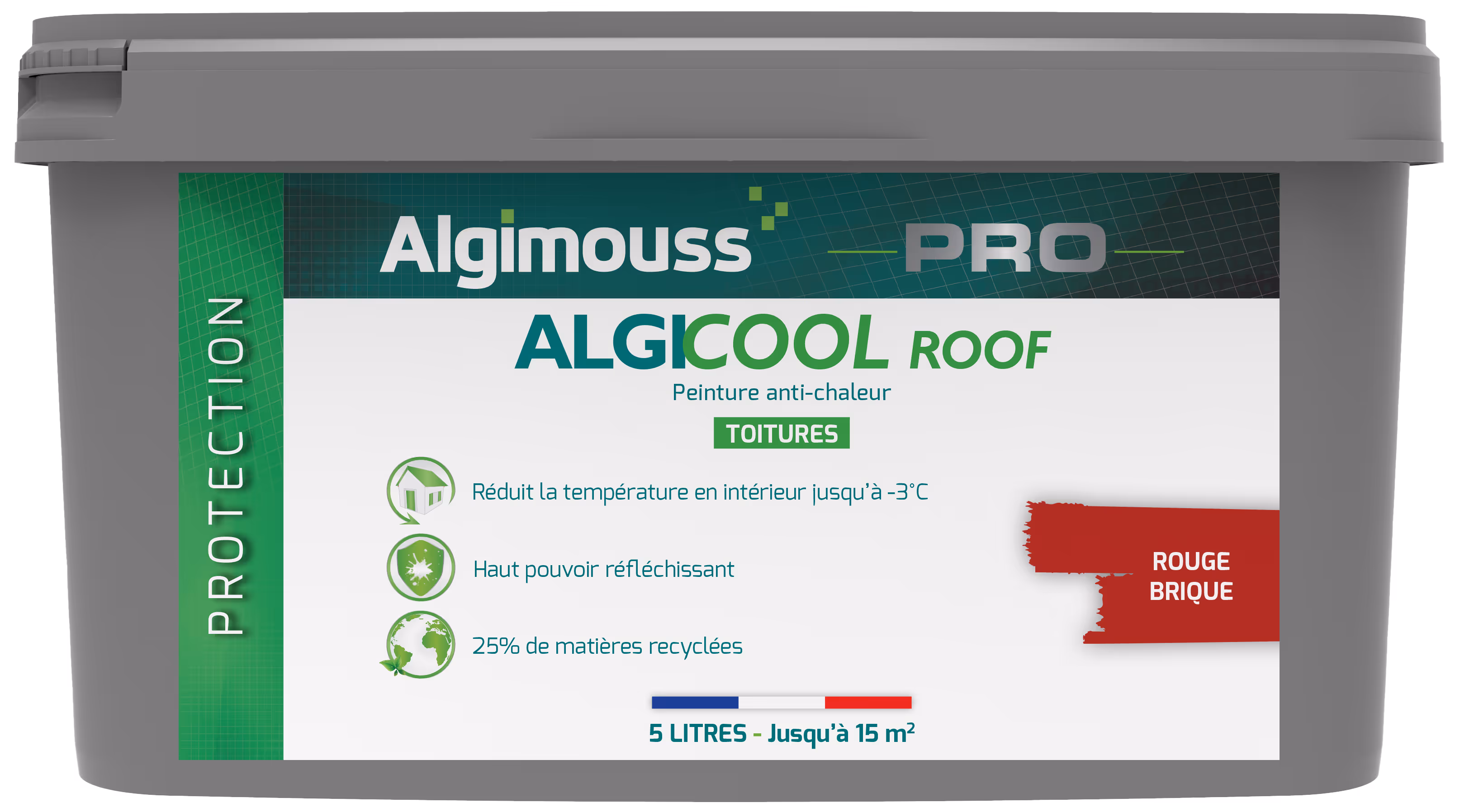 ALGICOOL ROOF Rouge brique 5 L - Peinture anti-chaleur pour toiture