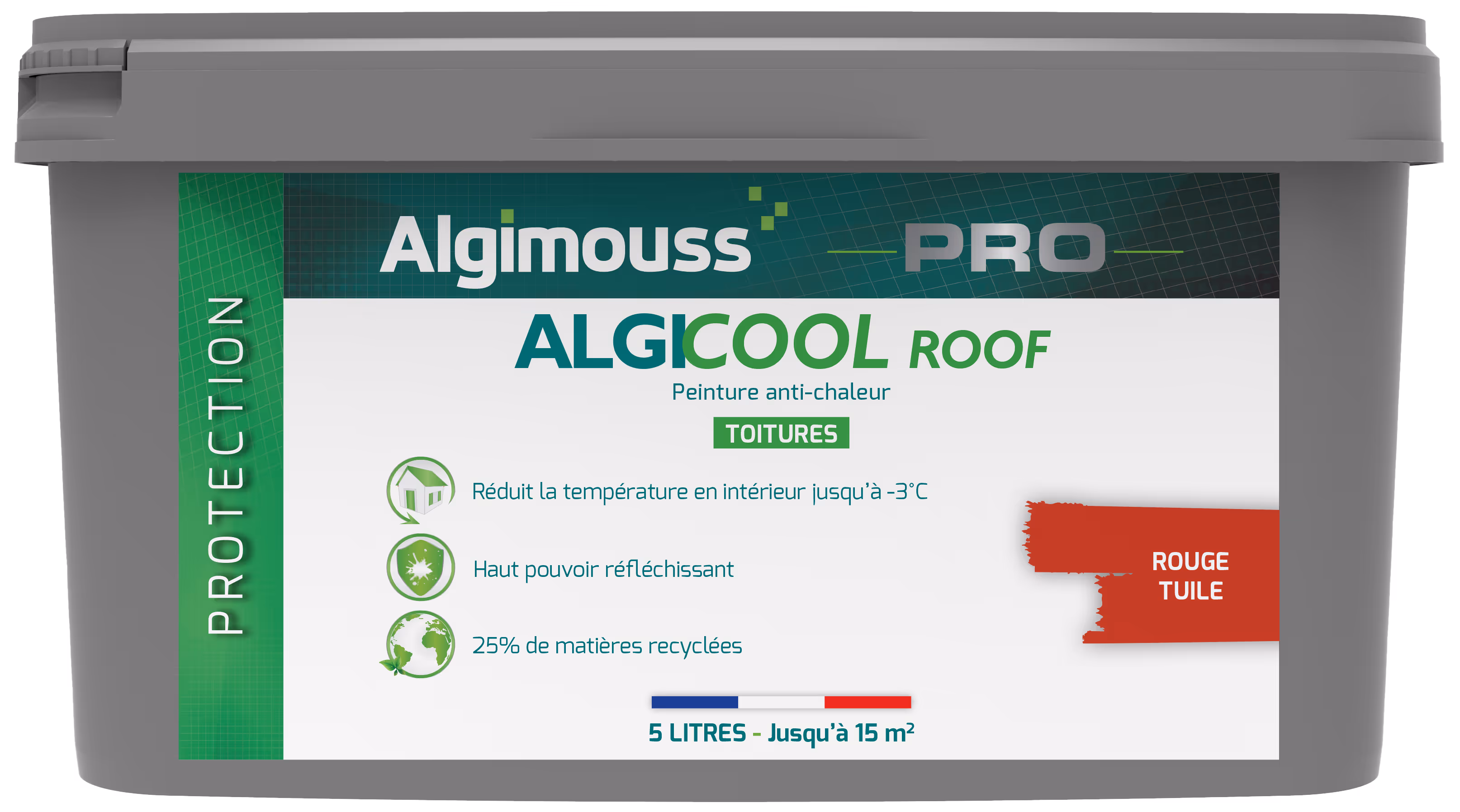 ALGICOOL ROOF Rouge tuile 5 L - Peinture anti-chaleur pour toiture