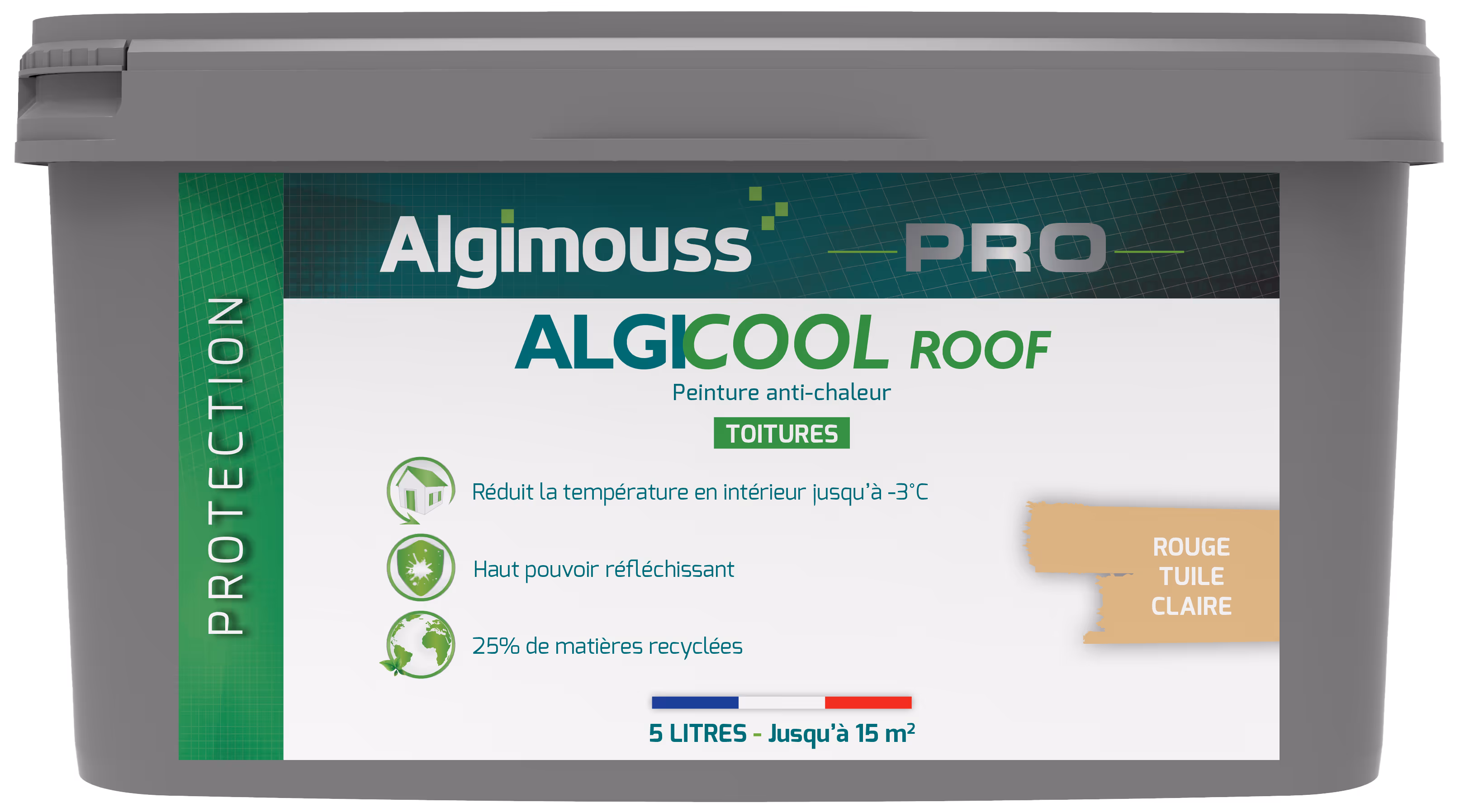 ALGICOOL ROOF Rouge tuile claire 5 L - Peinture anti-chaleur pour toiture