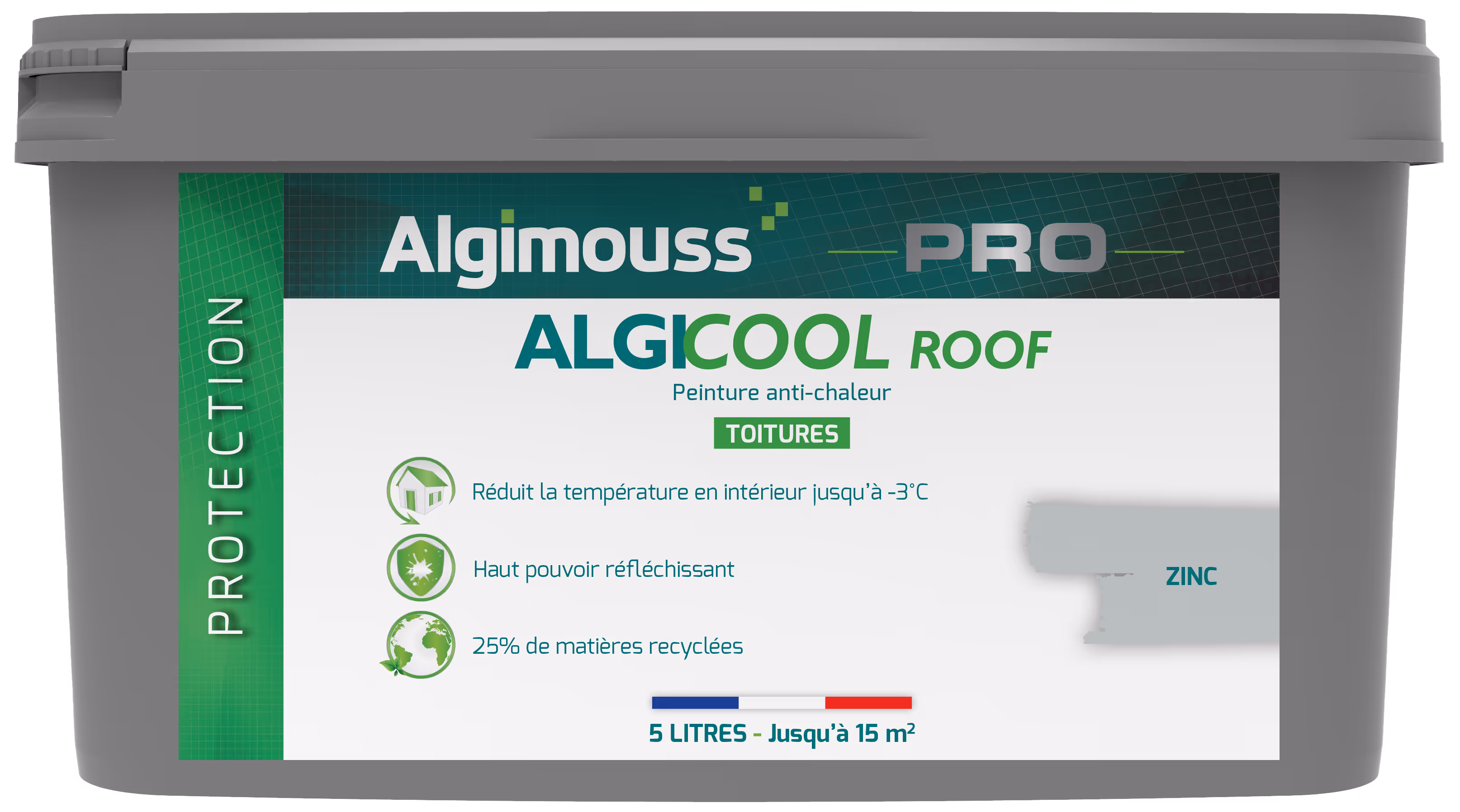 ALGICOOL ROOF Zinc 5 L - Peinture anti-chaleur pour toiture