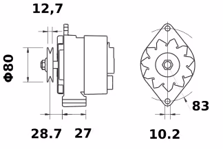 Alternateur 14 V 55 A