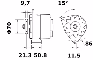 Alternateur 14V 100A Letrika IA1202