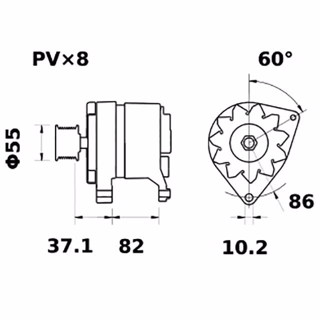 Alternateur 14v 120a ia1504 ( ia1352)