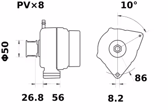 ALTERNATEUR 14V - 95A - AVEC CONNECTEUR DE TERRE B-