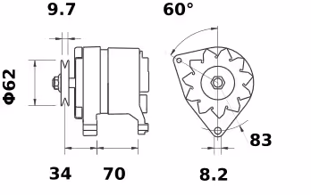 Letrika | Alternateur IA0067 14V 34A