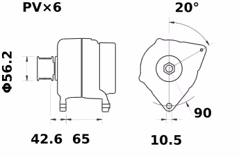 Letrika | Alternateur IA1021 14V 90A