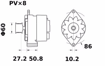 Letrika | Alternateur IA1214 28V 50A