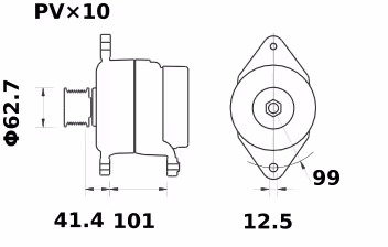 Letrika | Alternateur IA1274 14V 120A