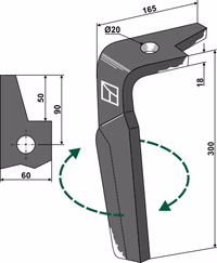 Amazone | Dent pour herse rotative, droit