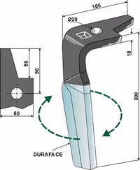 Amazone | Dent pour herses rotatives (DURAFACE), droit