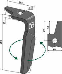 Amazone | Dent pour herses rotatives, gauche