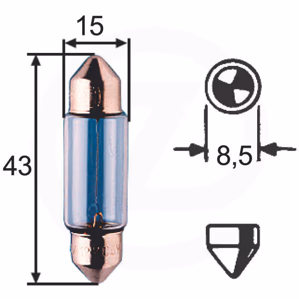 Ampoule 12V 15W SV8,5 Safra