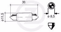 Ampoule 12V Ø11.5x36 mm - 5W