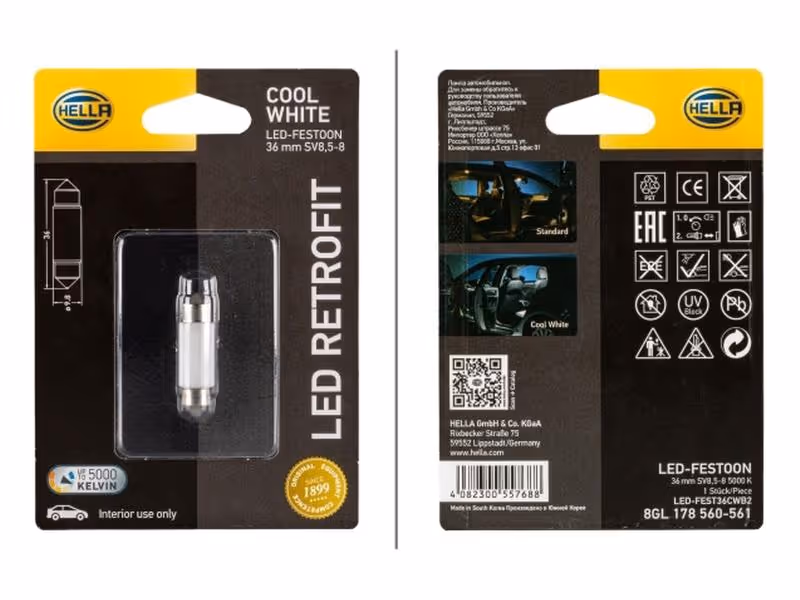 Ampoule (à LED) 12V, 1W, SV8.5-8 (Clamshell 1 pc.) - ref 8GL178560-561