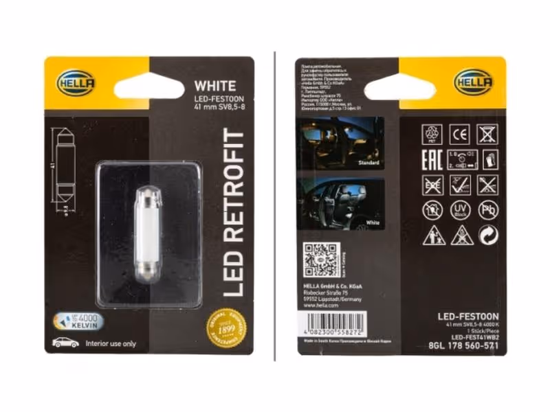 Ampoule (à LED) 12V, 1W, SV8.5-8 (Clamshell 1 pc.) - ref 8GL178560571