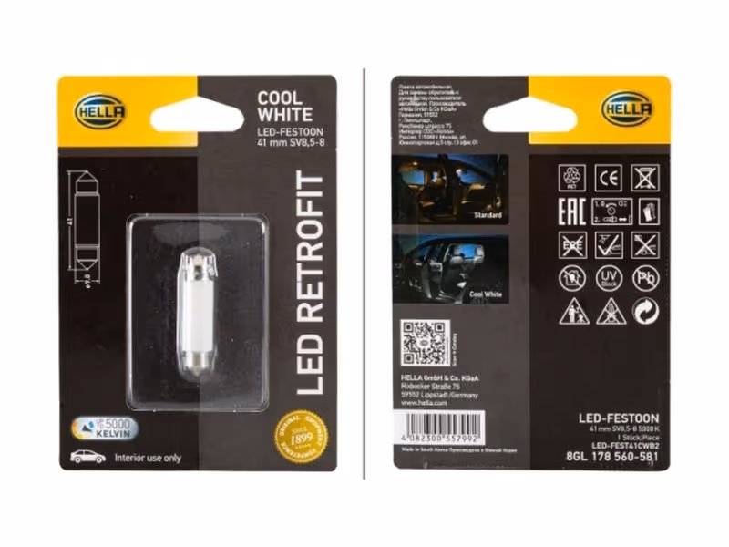 Ampoule (à LED) 12V, 1W, SV8.5-8 (Clamshell 1 pc.) - ref 8GL178560581
