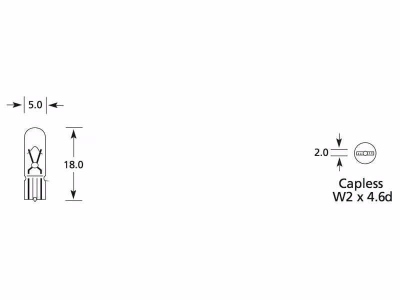 Ampoule (Filament) 12V, 1.2W, W2x4.6d (Boîte 1 pc.) - Vendu par 10 - ref LLB286