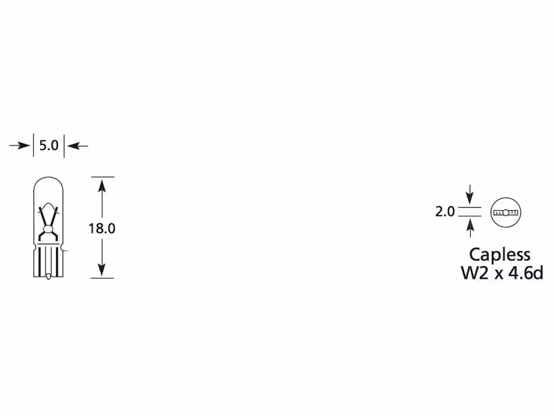 Ampoule (Filament) 12V, 1W, W2x4.6d (Blister 1 pc.) - ref LLB286PX2