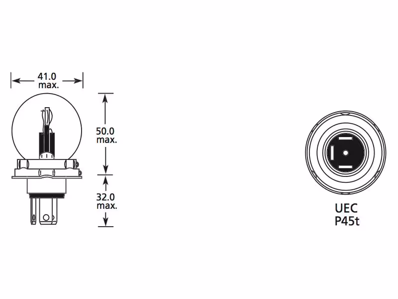 Ampoule (Filament) R2, 24V, 50W, P45t (Boîte 1 pc.) - Vendu par 10 - ref LLB429