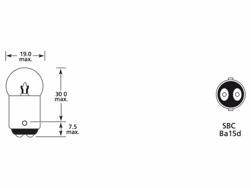 Ampoule (Filament) R5W, 12V, 5W, BA15d (Boîte 1 pc.) - Vendu par 10 - ref 209