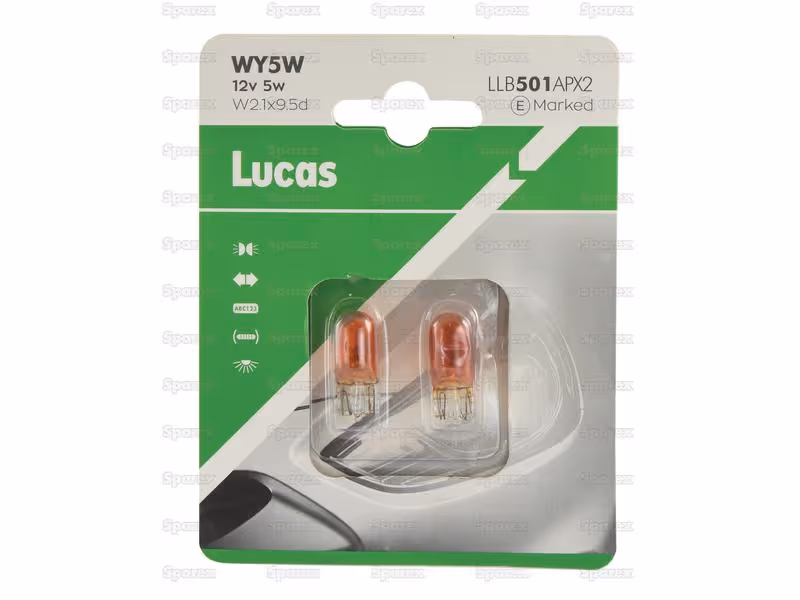 Ampoule (Filament) WY5W, 12V, 5W, W2.1x9.5d (Clamshell 2 pièces) - ref LLB501APX2