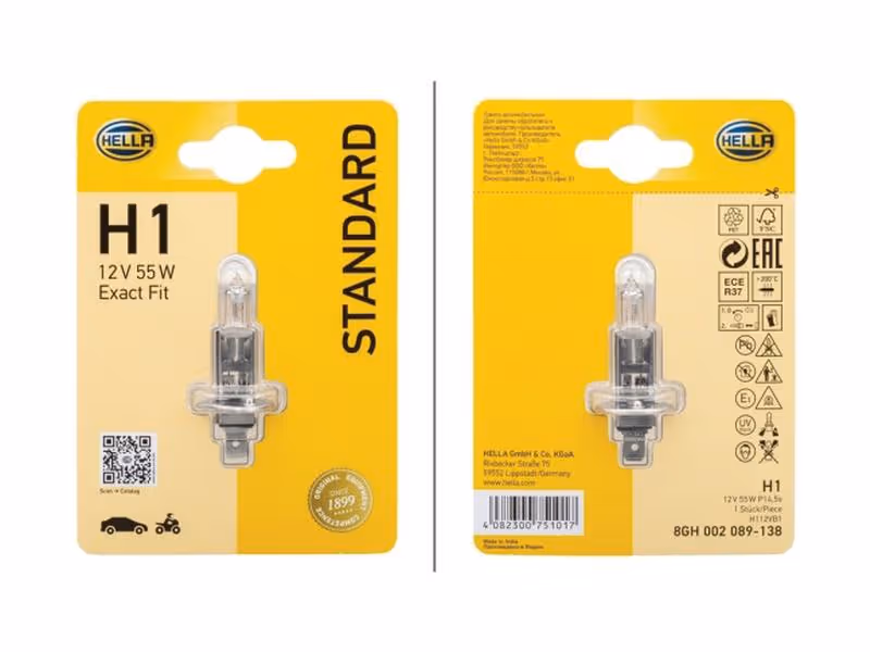 Ampoule (Halogène) H1, 12V, 55W, P14.5s (Clamshell 1 pc.) - ref 8GH002089138