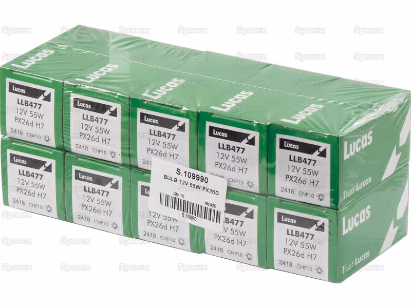 Ampoule (Halogène) H7, 12V, 55W, PX26d (Boîte 1 pc.) - Vendu par 10 - ref 477