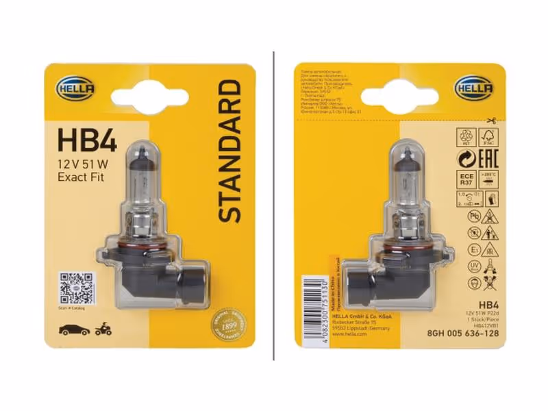 Ampoule (Halogène) HB4, 12V, 60W, P22d (Clamshell 1 pc.) - ref 8GH005636128