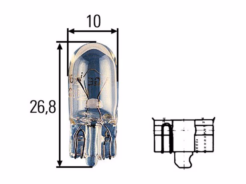 Ampoule (Halogène) W3W, 12V, 3W, W2.1x9.5d (Clamshell 2 pièces) - ref 8GP003594143