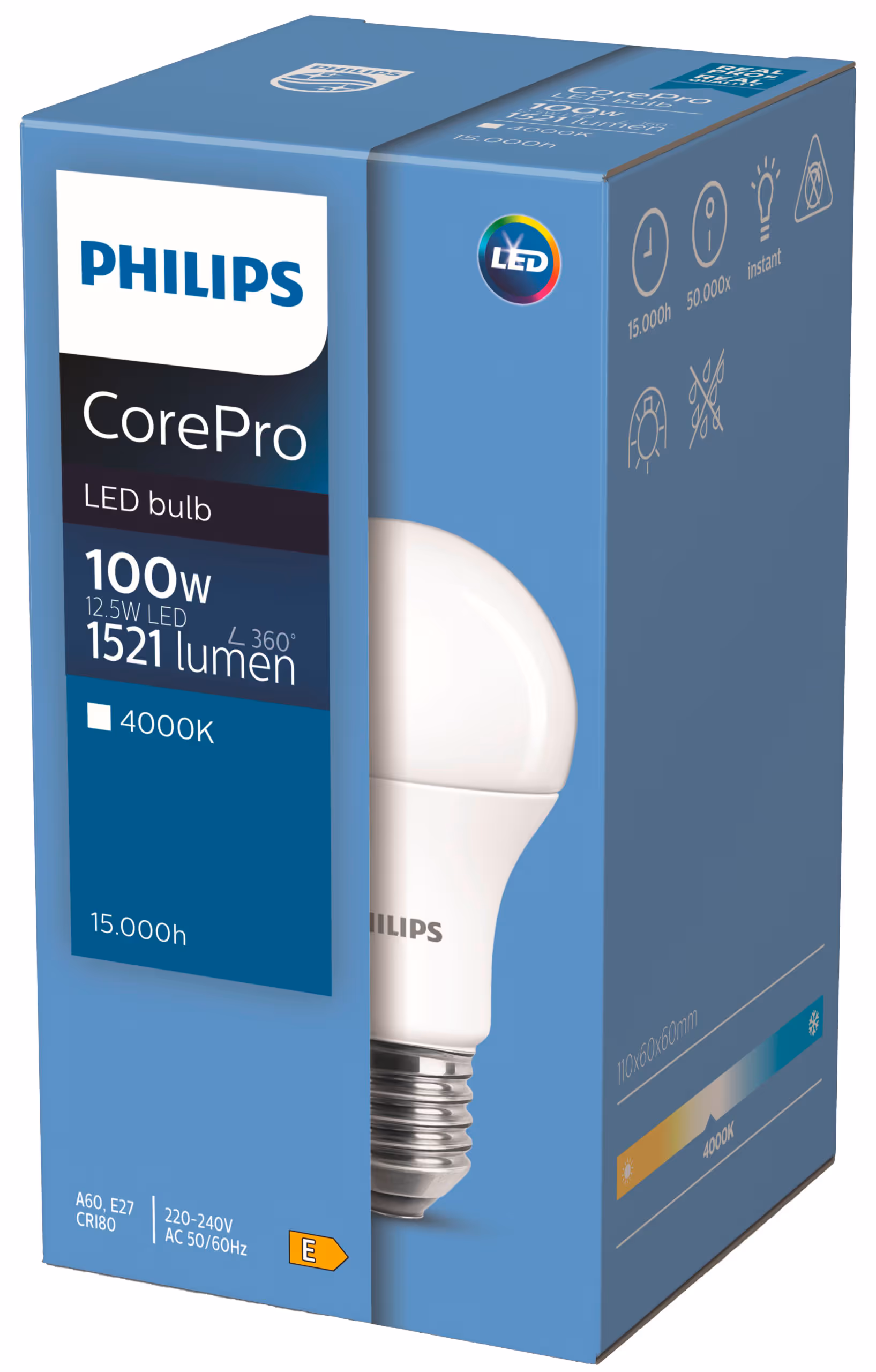 Ampoule LED Philips CorePro E27, 12,5W, 1521lm