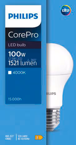 Ampoule LED Philips CorePro E27, 12,5W, 1521lm