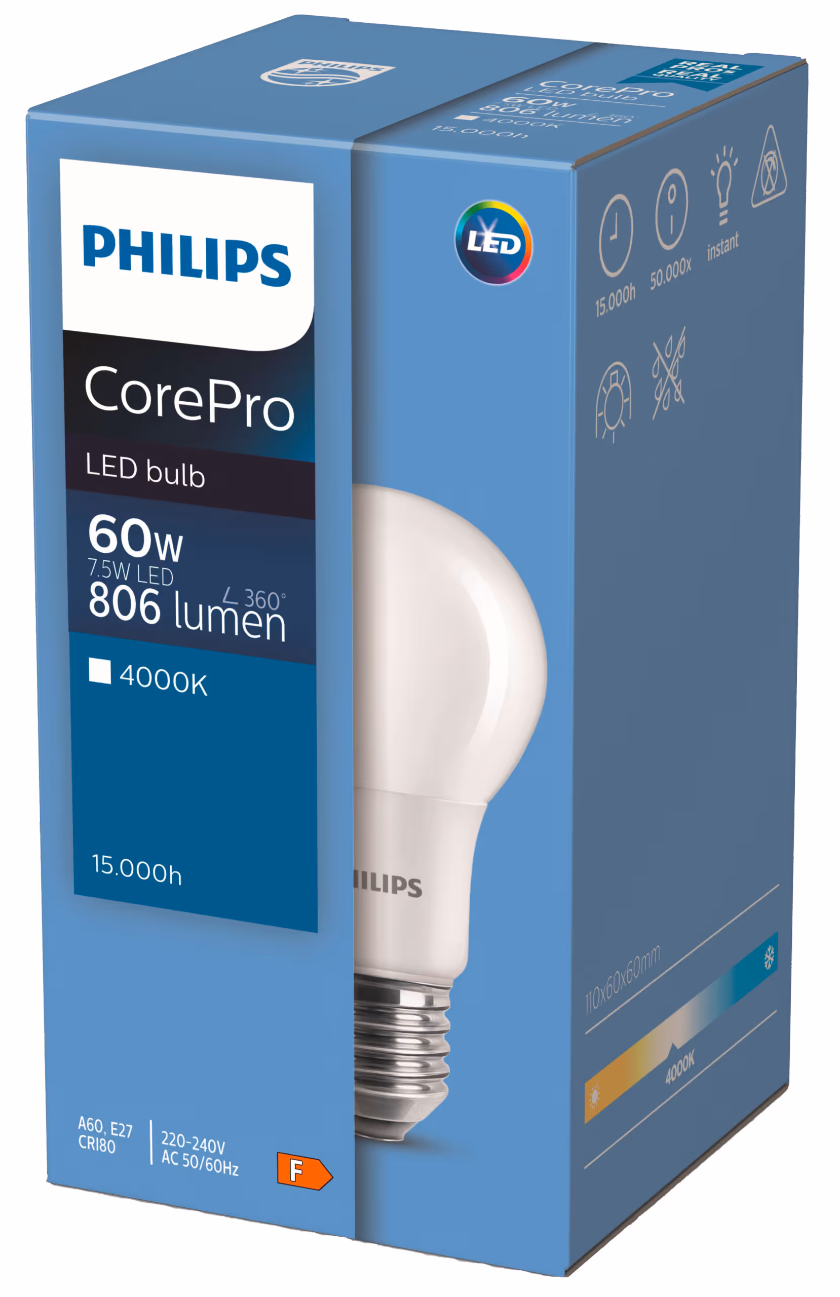 Ampoule LED Philips CorePro E27, 5W, 806lm