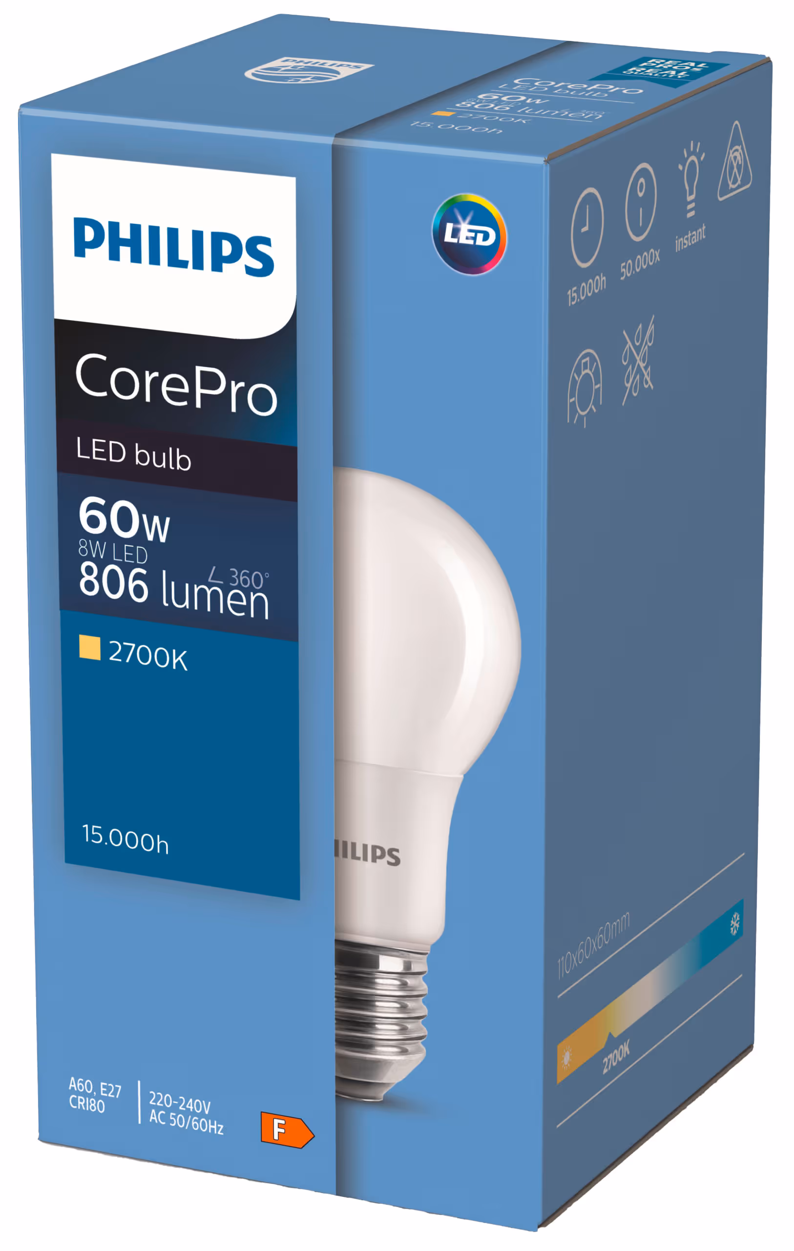 Ampoule LED Philips CorePro E27, 5W, 806lm