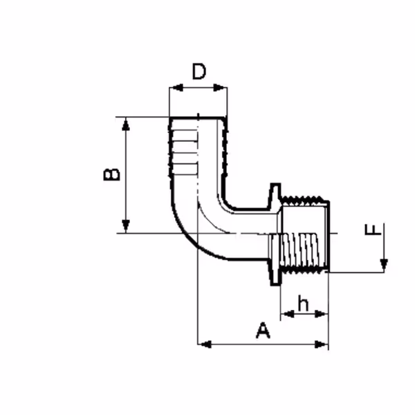Arag - Coude 90°+embout 16mm+M 1/2"