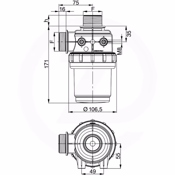 Filtre pulvérisateur Arag pour aspiration 3122053 Origine
