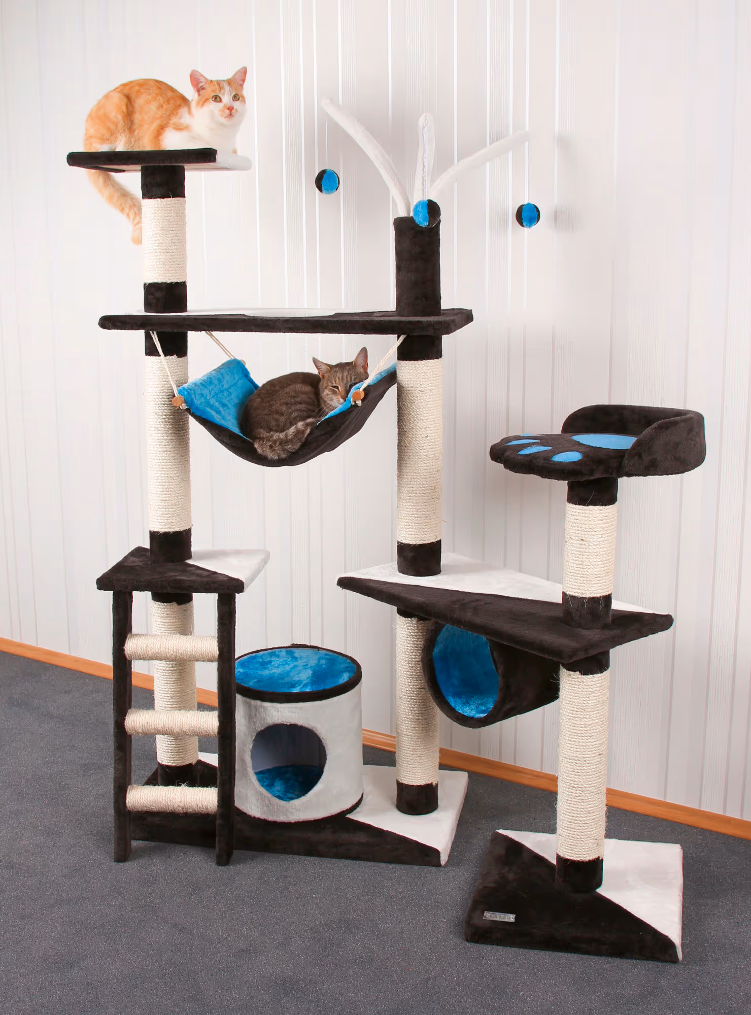 Arbre à chat Creativ anthracite/bleu/blanc, 150cm