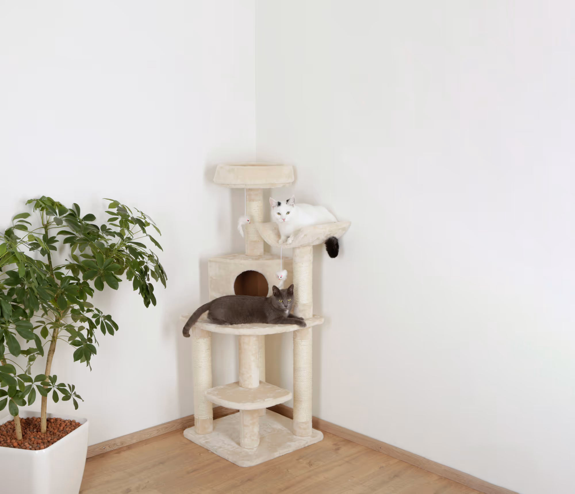 Arbre à chat d'angle 130cm, beige