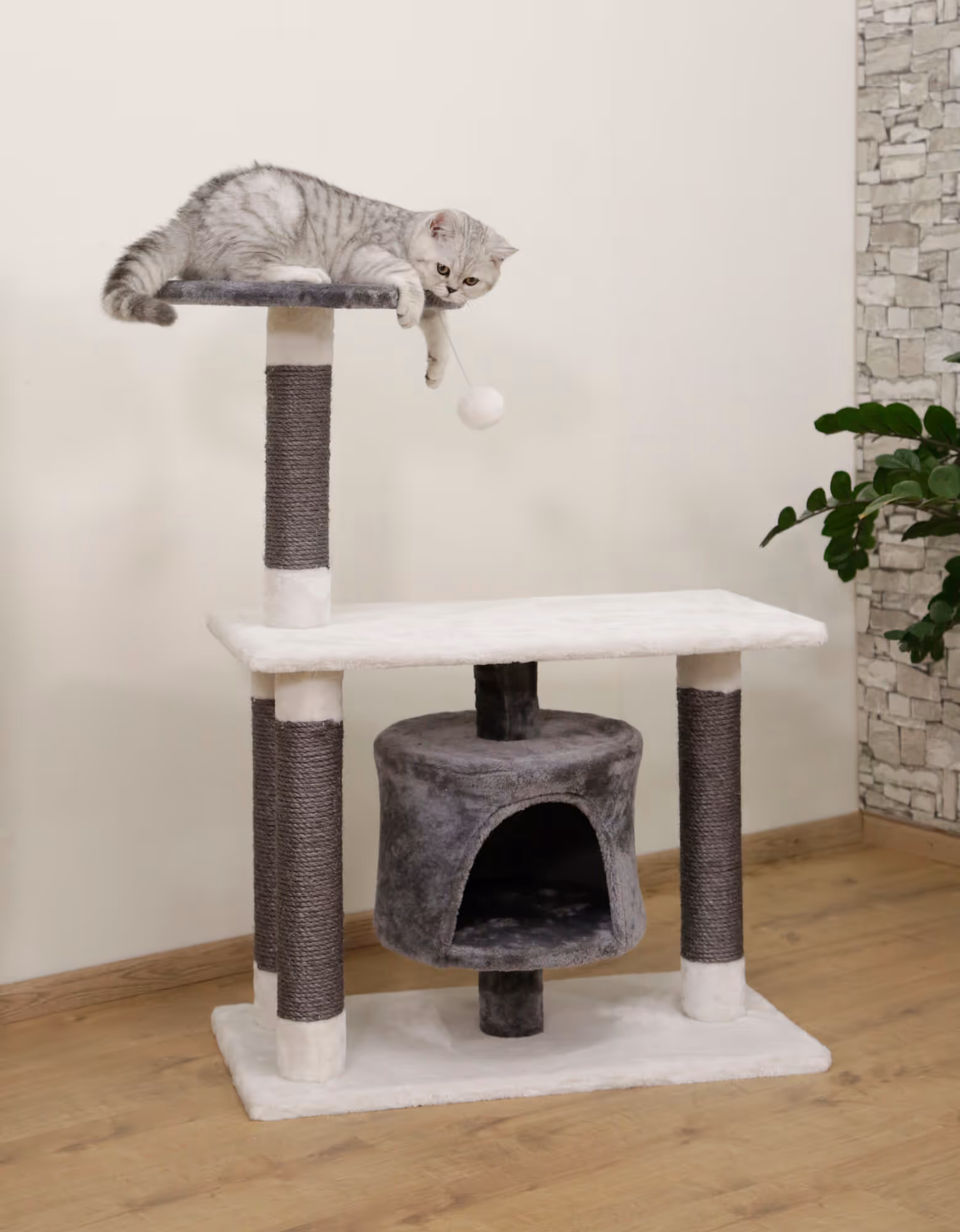 Arbre à chat Jade Darklight blanc/gris, 96cm