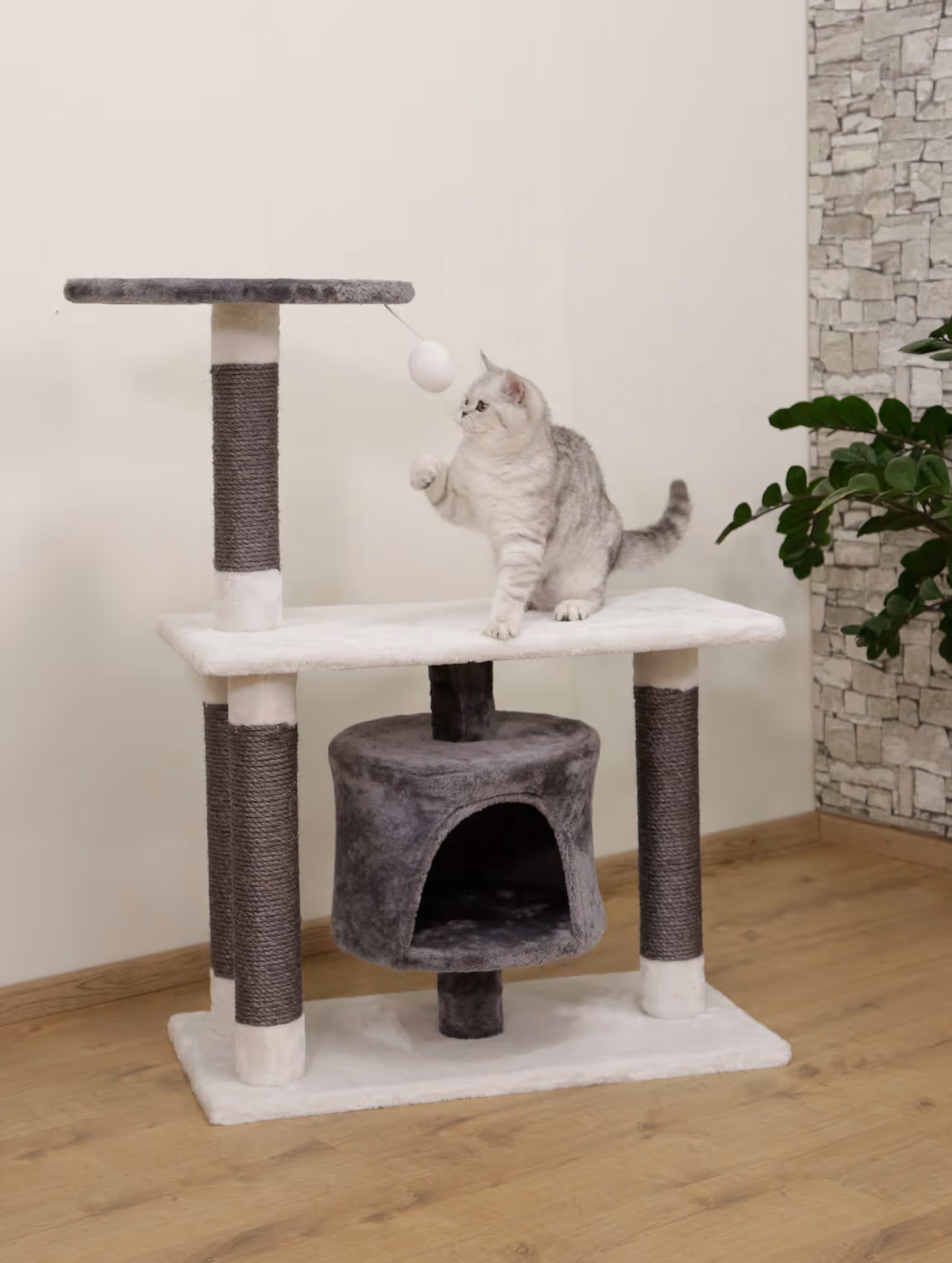 Arbre à chat Jade Darklight blanc/gris, 96cm