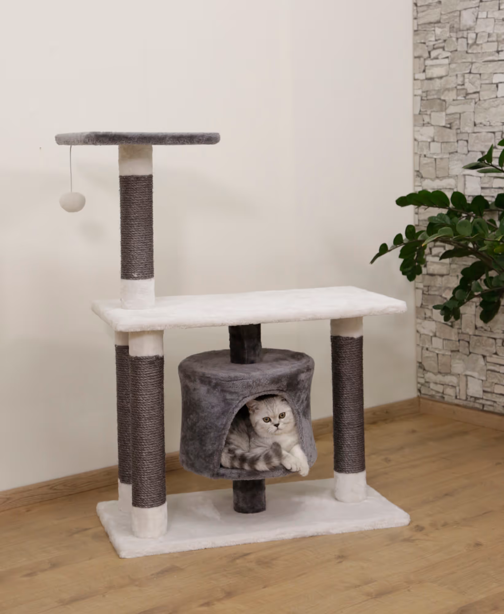 Arbre à chat Jade Darklight blanc/gris, 96cm