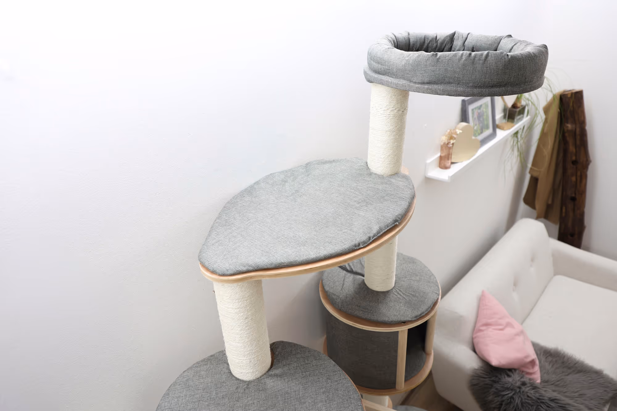 Arbre à chat mural Dolomit XL Tofana, 185cm, gris