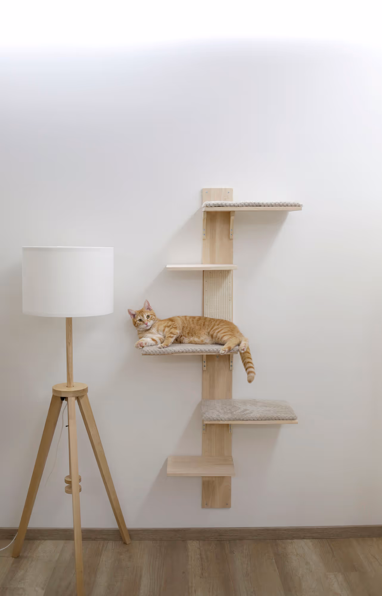 Arbre à chat mural Timber nature/taupe, 150cm