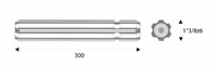 Arbre cannelé 1"3/8 z6 longueur 300 mm