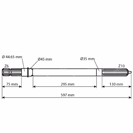 Arbre de prise de force 1'' 3/8 - z=6 - l 598 mm Massey Ferguson 1867085M91