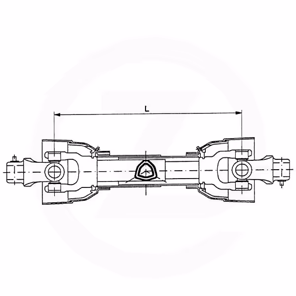 Cardan de transmission standard cr.27x74,6 CT 1'' 3/8, 6 cannelures CM 1'' 3/8, 6 cannelures tube Triangle L 810mm avec Roue libre horaire Universel