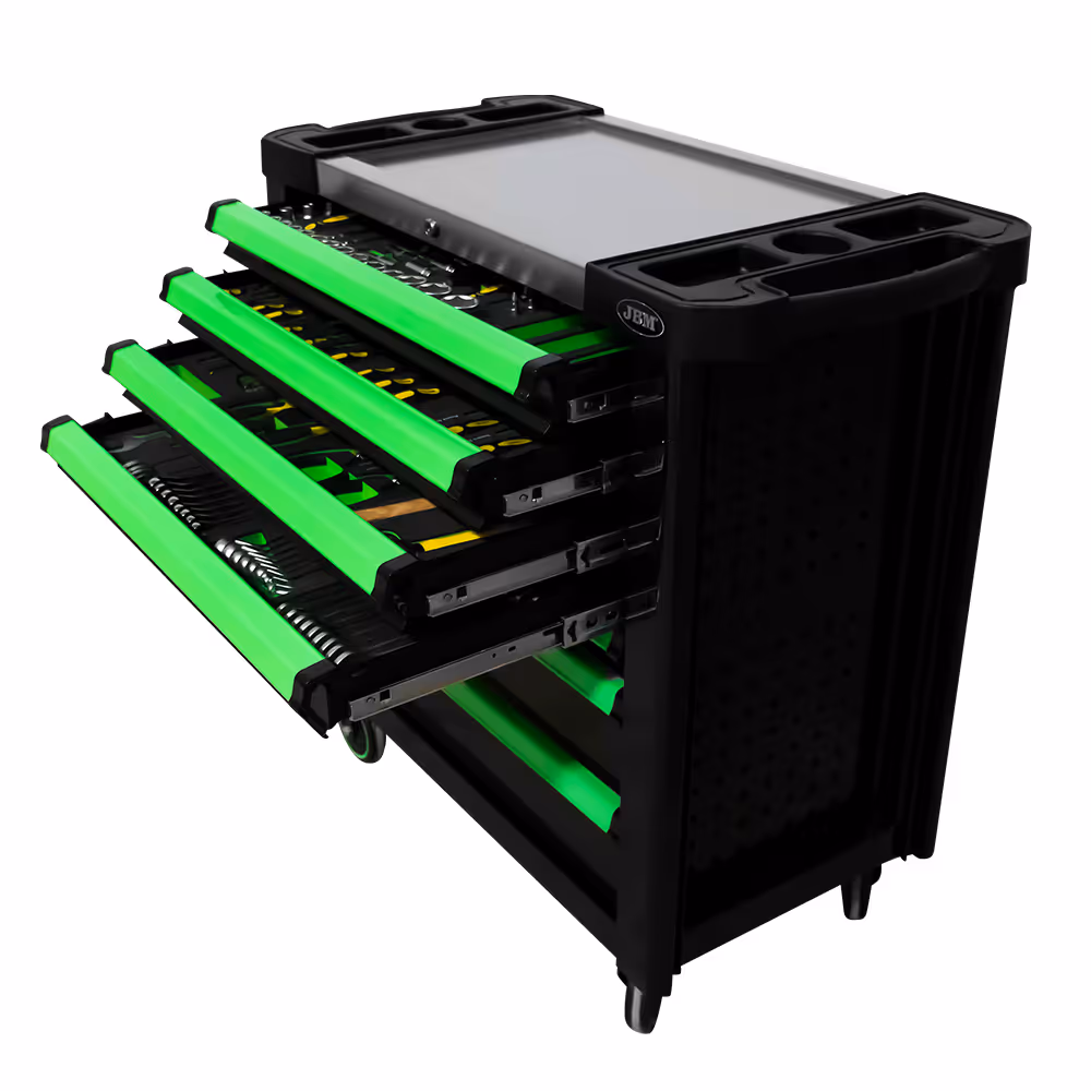 Armoire à rouleaux xl avec 7 tiroirs - verte
