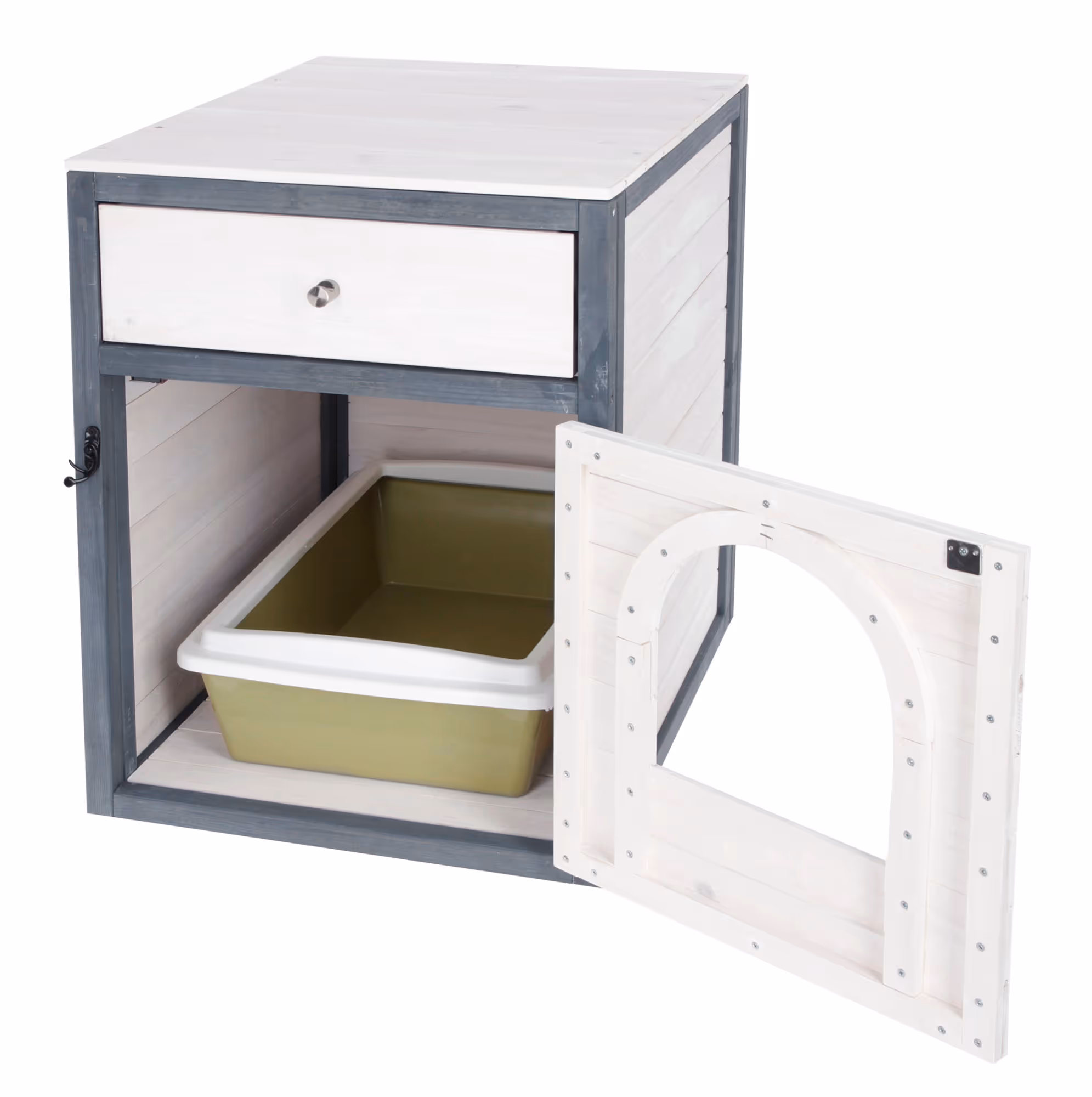 Armoire pour chat Ida blanc/bleu, 58x45x60cm