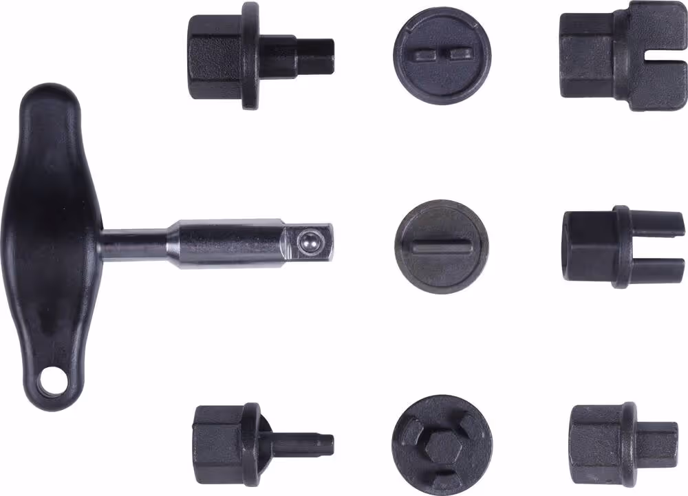ASSORTIMENT 8 ADAPTATEURS +CLE BOUCHONS DE VIDANGE PLASTIQUE