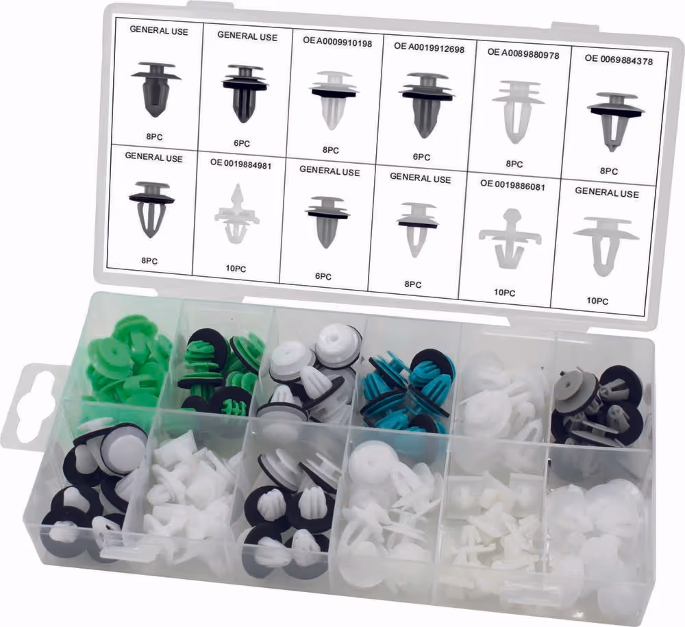 ASSORTIMENT 96 CLIPS DE FIXATION EN PLASTIQUE  - POUR PANNEAU DE PORTE MERCEDES
